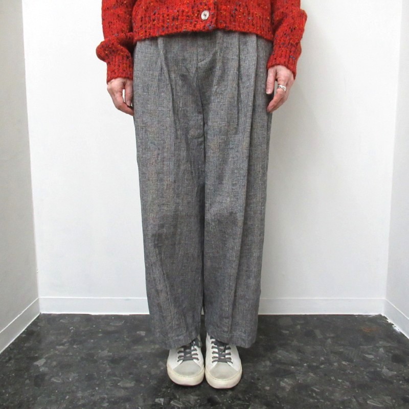 ina  裾デザインパンツ /グレンチェックB 【日本製】